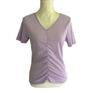 Olivia Sky NWT Knit Lavender Short Sleeve V-Neck Top Medium‎